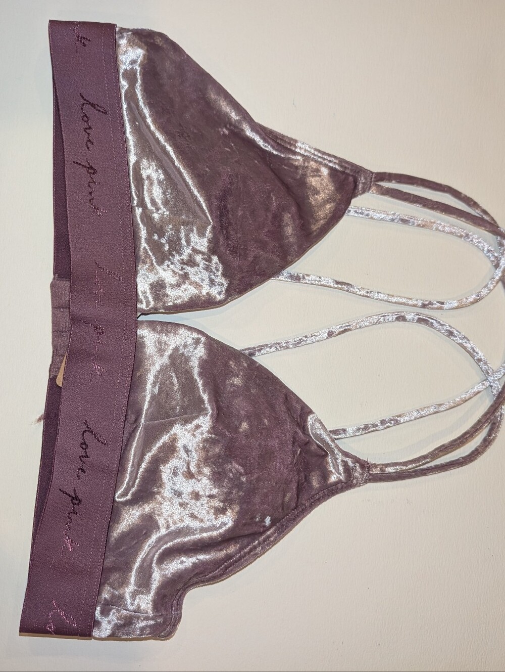 PINK Victoria's Secret Velvet Bralette in Dusty Mauve
